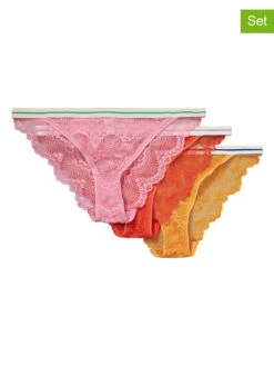 3er-Set: Slips In Rosa/ Rot/ Orange