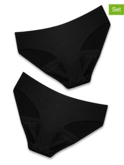 2er-Set: Periodenslips In Schwarz
