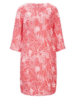 Heine Leinen-Kleid In Rot/ Weiß