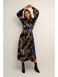 Kaffe Kleid "Florina" In Schwarz/ Camel/ Blau -Triumph Verkäufe kaffe kleid florina in schwarz camel blau 2