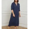 Leinen-Kleid In Dunkelblau