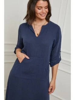 Leinen-Kleid In Dunkelblau -Triumph Verkäufe le monde du lin leinen kleid in dunkelblau 3