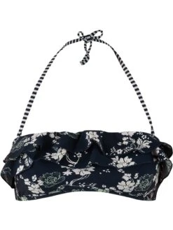 Bikini-Oberteil In Dunkelblau/ Creme