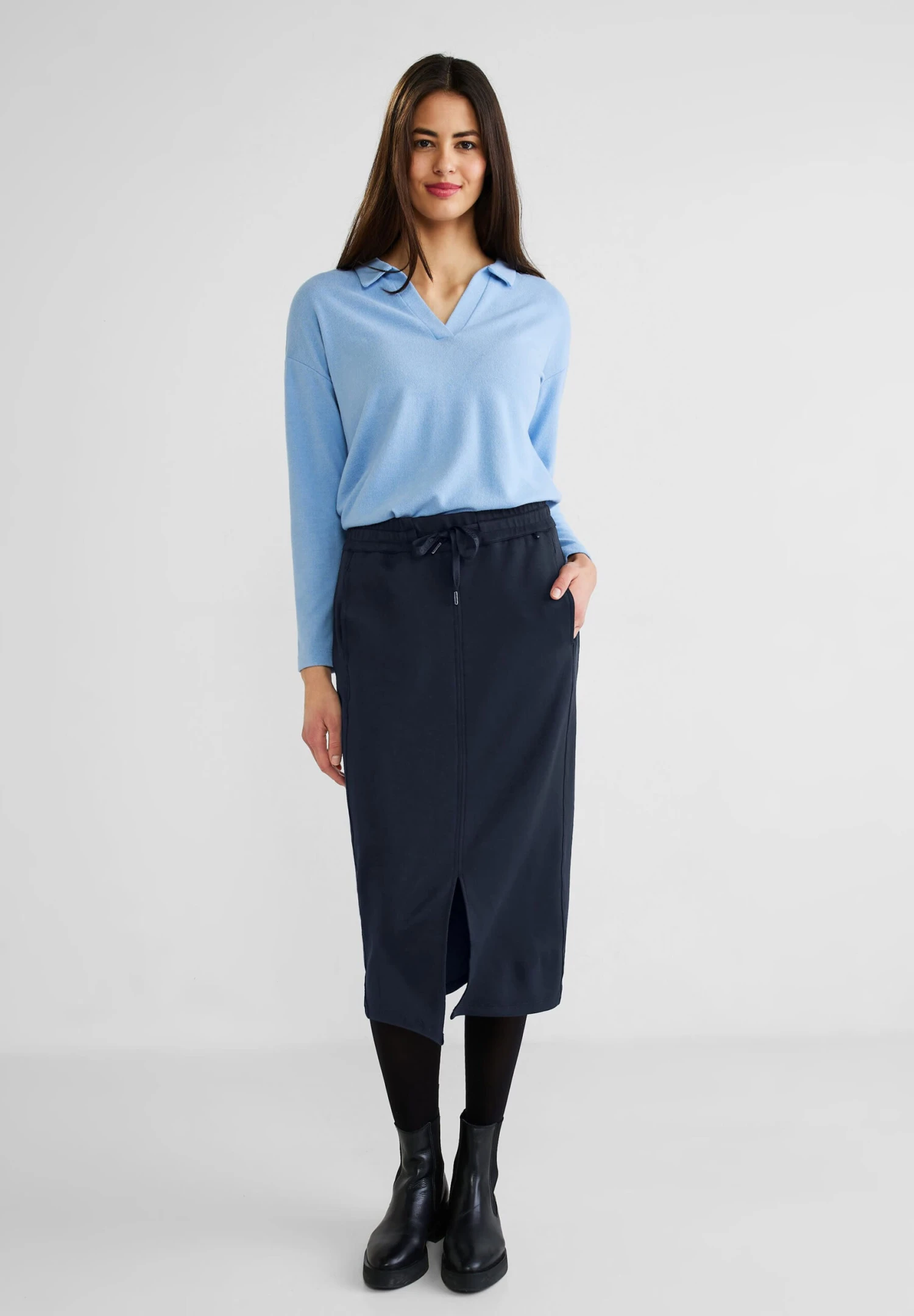 STREET ONE Midi Rock In Unifarbe Deep Blue 4 STREET ONE Midi Rock In Unifarbe Deep Blue – Bild 4