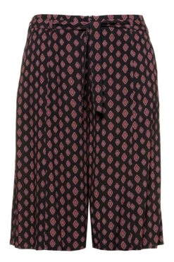 Ulla Popken Bermuda Rhombenmuster Weites Bein Bindeband In Schwarz