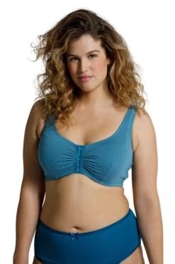 Ulla Popken Bustier Rückenspitze Vorderverschluss Cup C-D In Blau